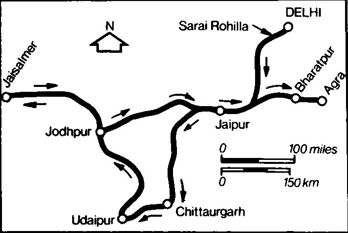 Map of Palace on Wheels route