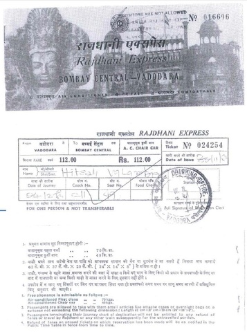 Rajdhani Ticket