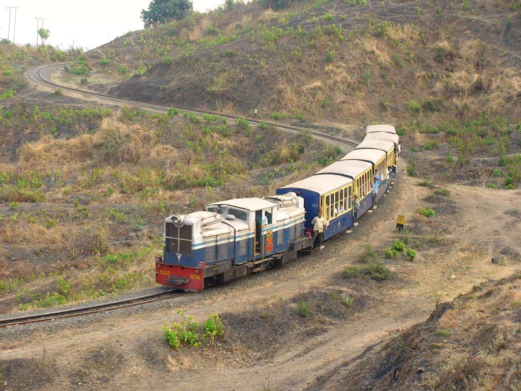 A close up shot of the NDM1# 502 hauled Matheran - Neral toy train. The toy train looks so tiny and beautiful that we just kept 