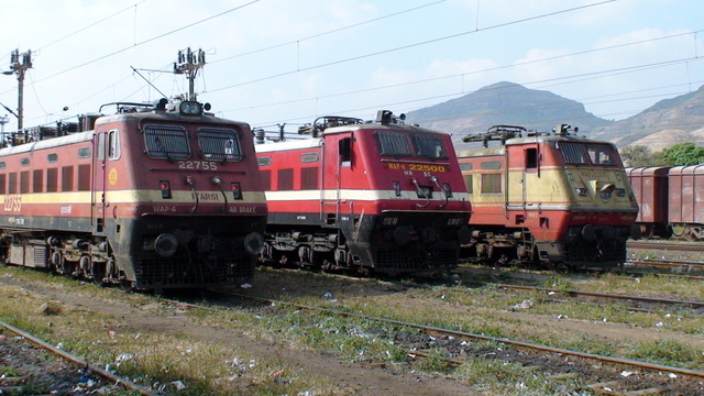 The Igatpuri loco shed looks colourful with the presence of ET WAP-4# 22755, SRC WAP-4# 22500 and GZB WAP-1# 22071. (Arzan Kotva