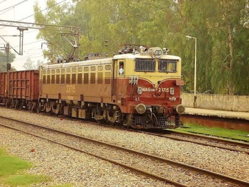 GZB. WAG-5 #23715 crossing through adarsh nagar with empty BOXN rake.The livery is very neat and clean and seems new paint job h