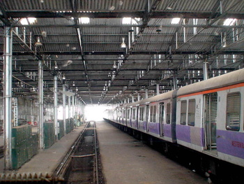 View of Bct workshop taken from the Motormans seat of 9xx series Ac - Dc emu. (Arzan Kotval)