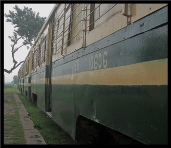 Low angle shot of NG Railbus at AMP