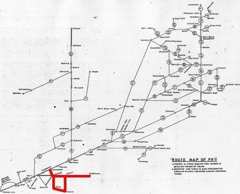 PR route map schematic showing MG in Sindh