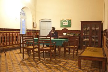 Station Master Lodhran writting his dailly Diary in his office