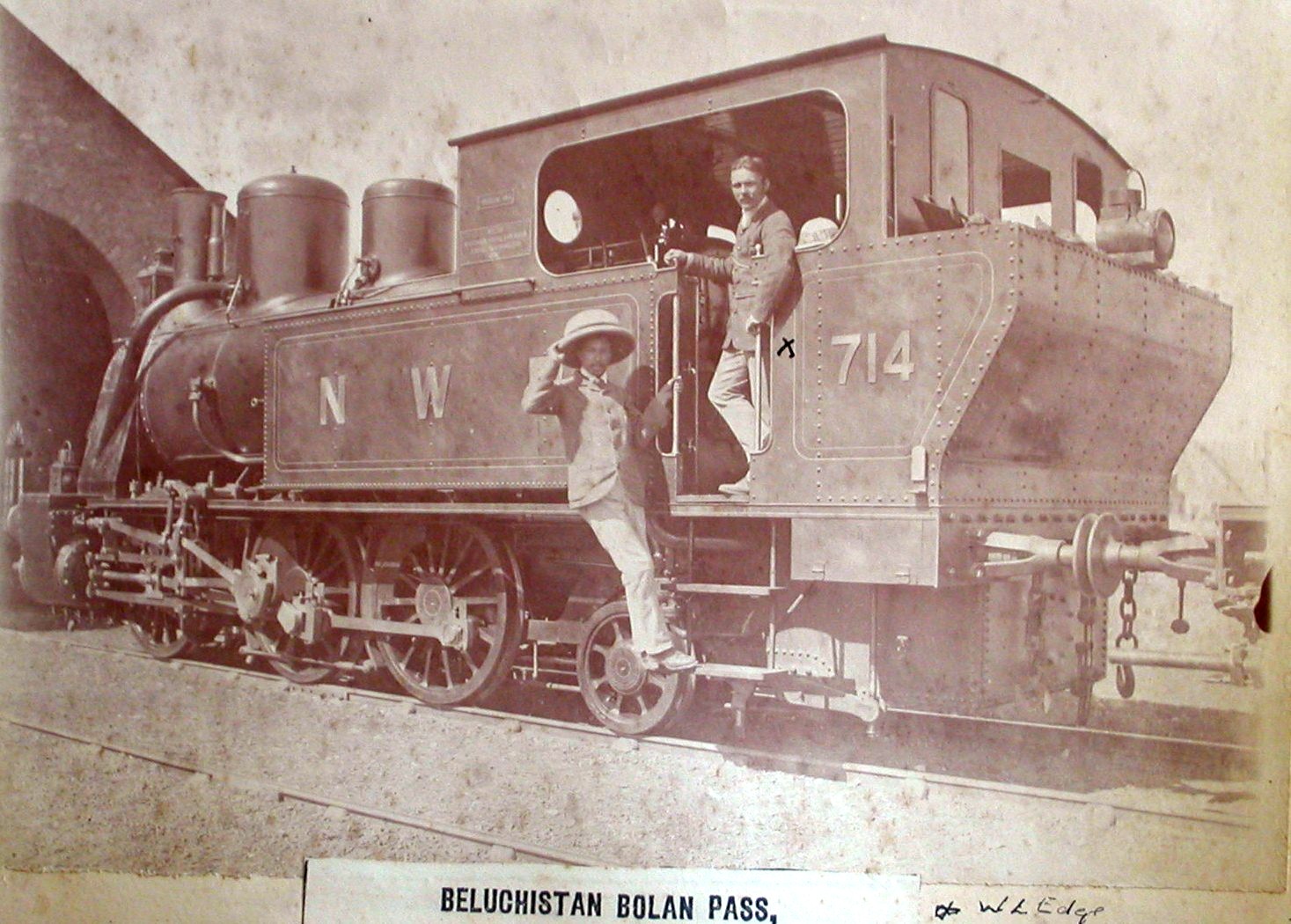  William Edge on NWR loco #714, an Abt-system rack locomotive, one of two supplied for working a temporary steep section during construction of the Bolan Pass line.
