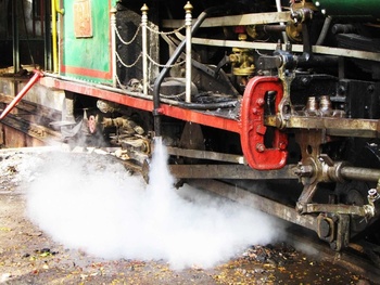 The heritage steam loco releases excess steam to keep all of us happy and delighted. Image taken by Sriram S. (Arzan Kotval)