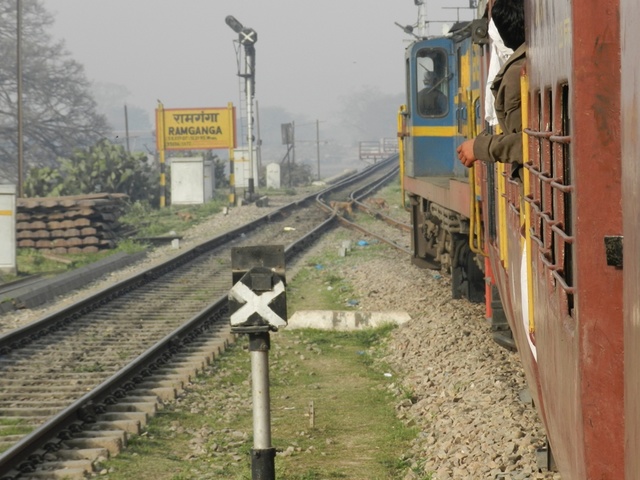 Where BG and MG merge together: Pilibhith-Kasganj passenger approaching Ramganga Bridge (Santulan Mahanta)