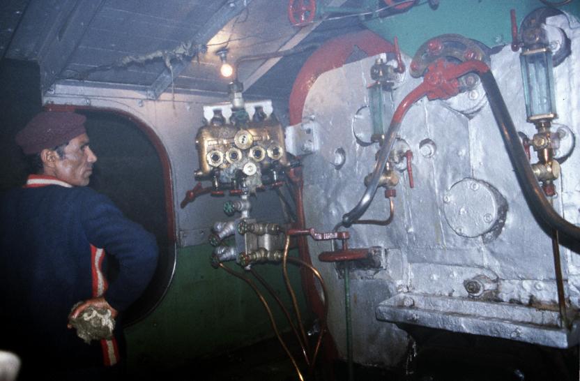 On the footplate (in a tunnel)