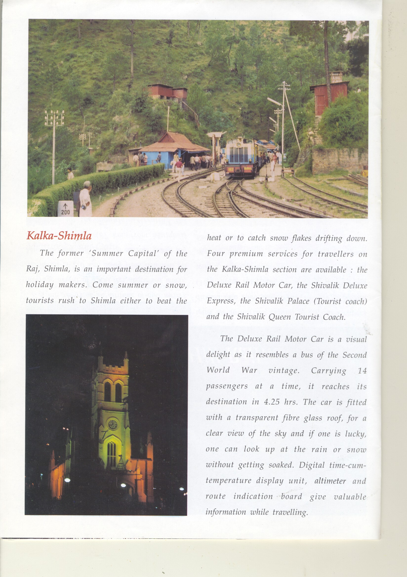 Romancing the Hills - publicity brochure for hill railways - inside page. Provided by Harsh Vardhan.