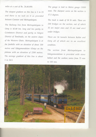 Romancing the Hills - publicity brochure for hill railways - inside page. Provided by Harsh Vardhan.