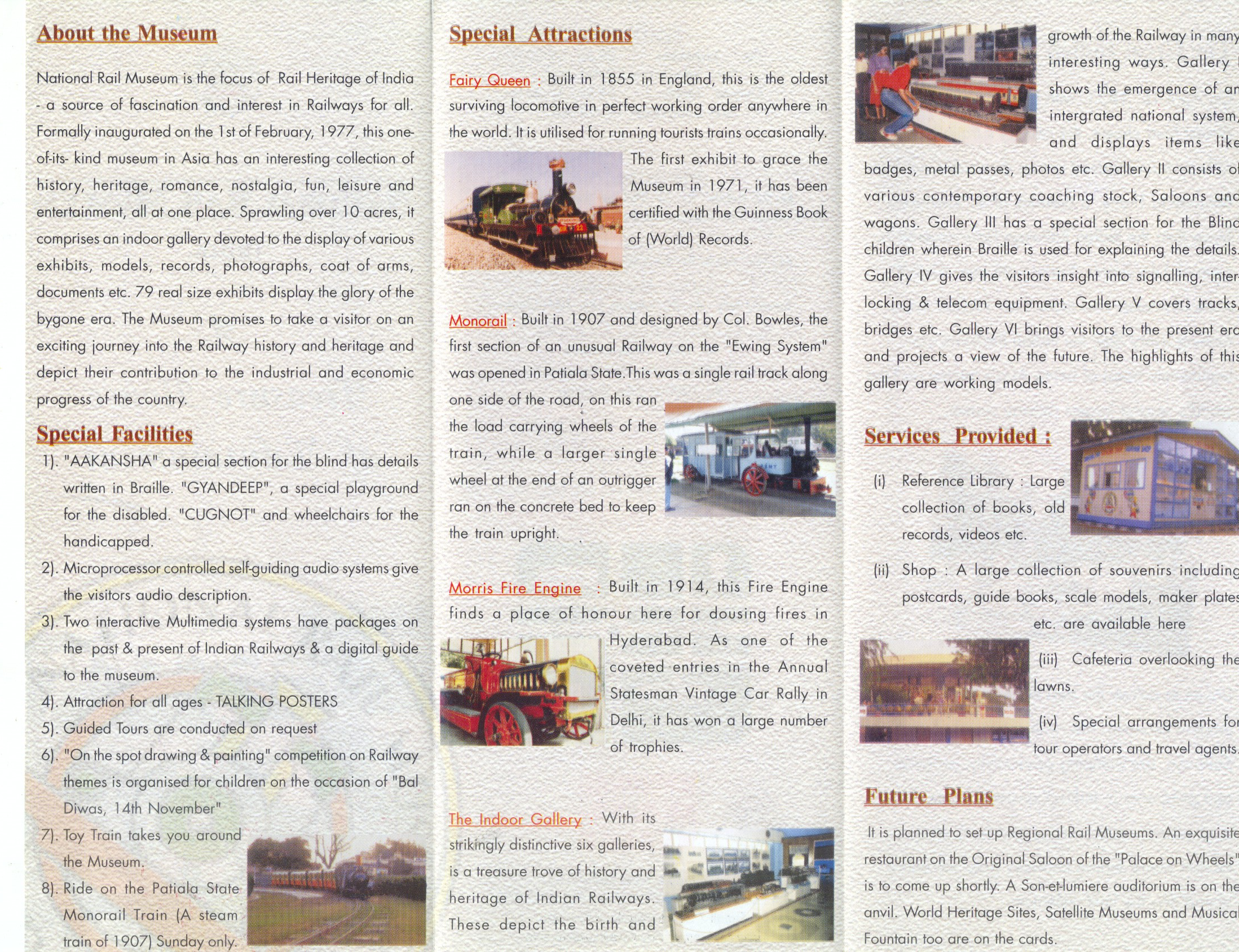 National Rail Museum flyer - inside. Provided by Harsh Vardhan.