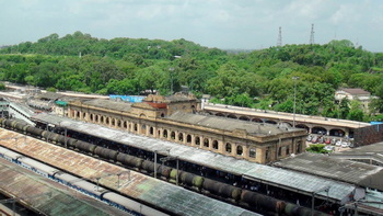 I climbed a road cable/pylon with railway officials and construction engineers to capture a view of heritage building of Nagpur 