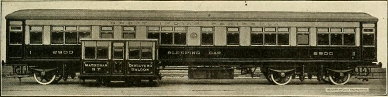 GIPR sleeping car and Matheran saloon, 1900s