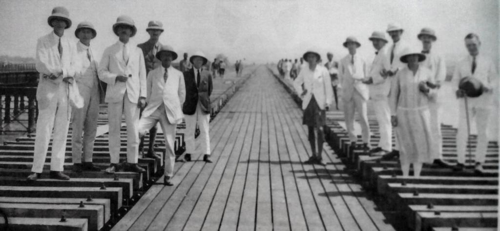 Engineers and railway officials on Vasai Bridge