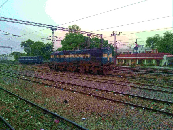 Loco standing on PANIPAT siding &  further it is attached to ekta Express during night when  ekta Express is deattached from