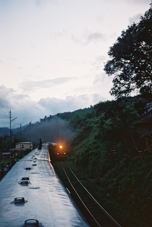 The Up and Down Barak Valley Expresses cross at Migrendisa. Both are about 6 hours late in a 200 km journey!