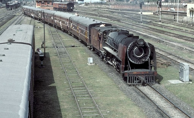 YP 2161 enters Katihar station with a well loaded train on 27