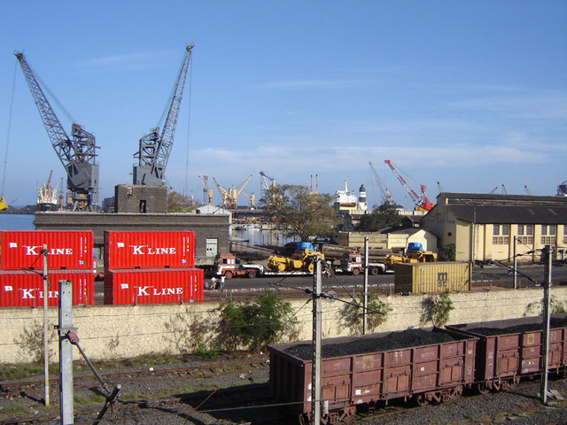 A view of Chennai Port from the Beach station