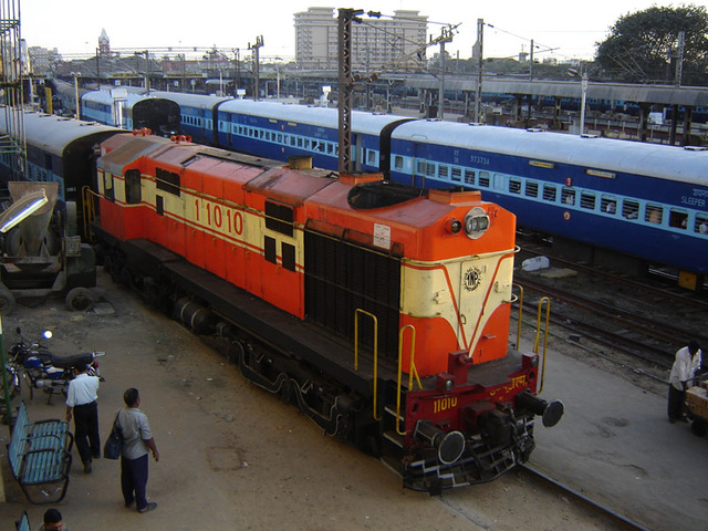 A brightly painted WDM-7 relocated from Ernakulam is on shunting duty at Chennai Central - view from the Power Cabin