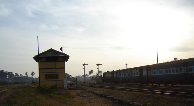 The Sethu Express is shunted to the pit line at Rameshwaram