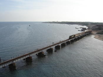 794 Passenger creeps on to the Pamban Viaduct