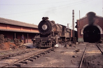 A sexagenarian HS class 2-8-0 locomotive at Santragachi shed - Mick Pope(Jan. 7, 1980)
