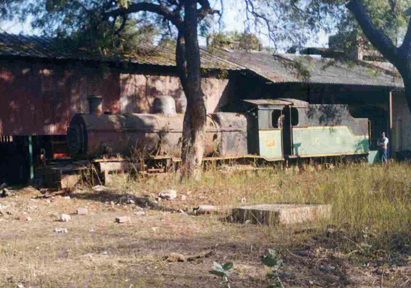 2-8-2 Kawasaki class steam outside Dhoulpur steam shed