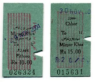 	Tickets for Mirpur Khas to Pithoro Jn. and Chhor to Mirpur Khas, 2004