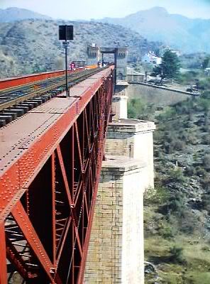 Railway level of Attock Bridge. Photo by Dr Ali Jan, 2004.