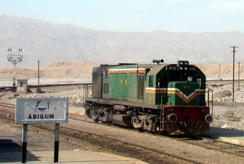 a banking engine at Aab-e-gum station.