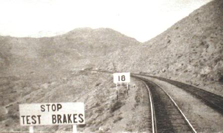 A brake test halt sign on the Bolan Pass. Photo by Malcolm Peakman.
