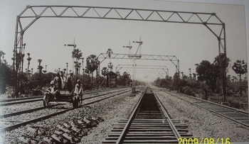 Railway inspection on trolley, ~1930s